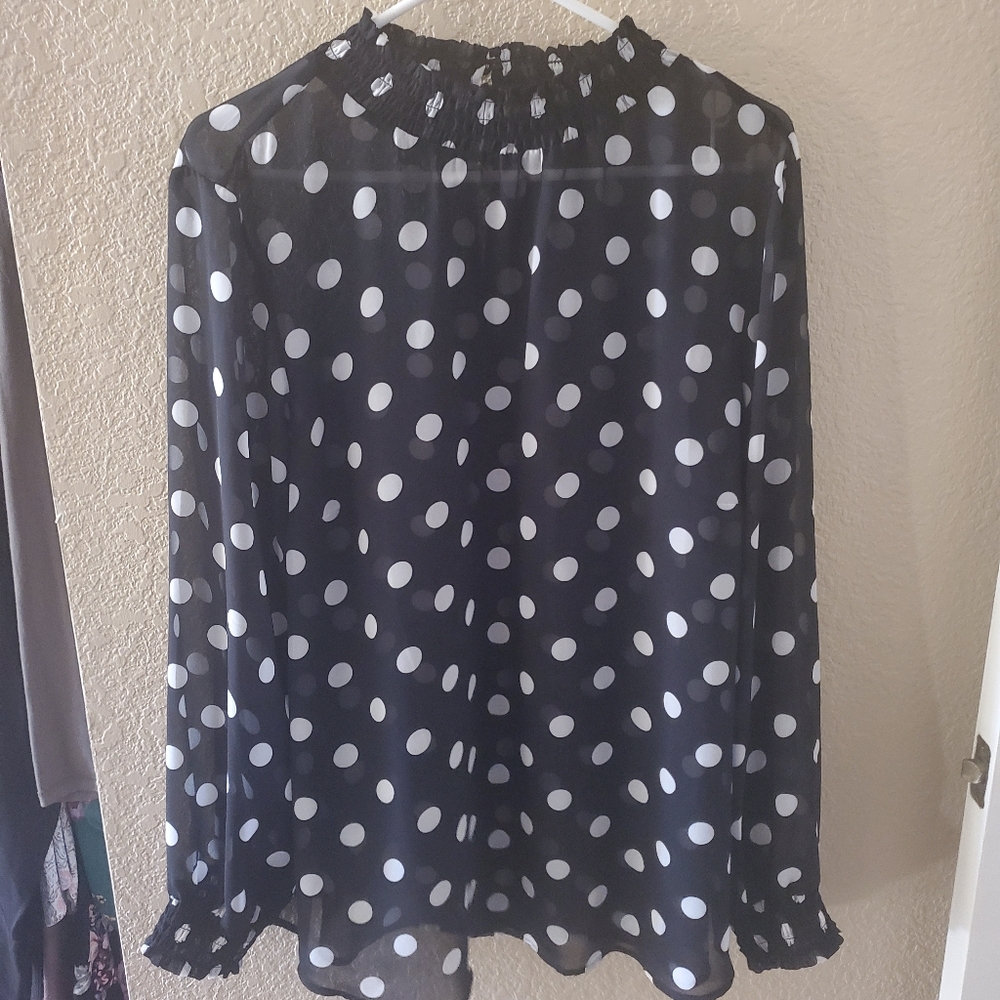 Torrid sheer poka dot blouse